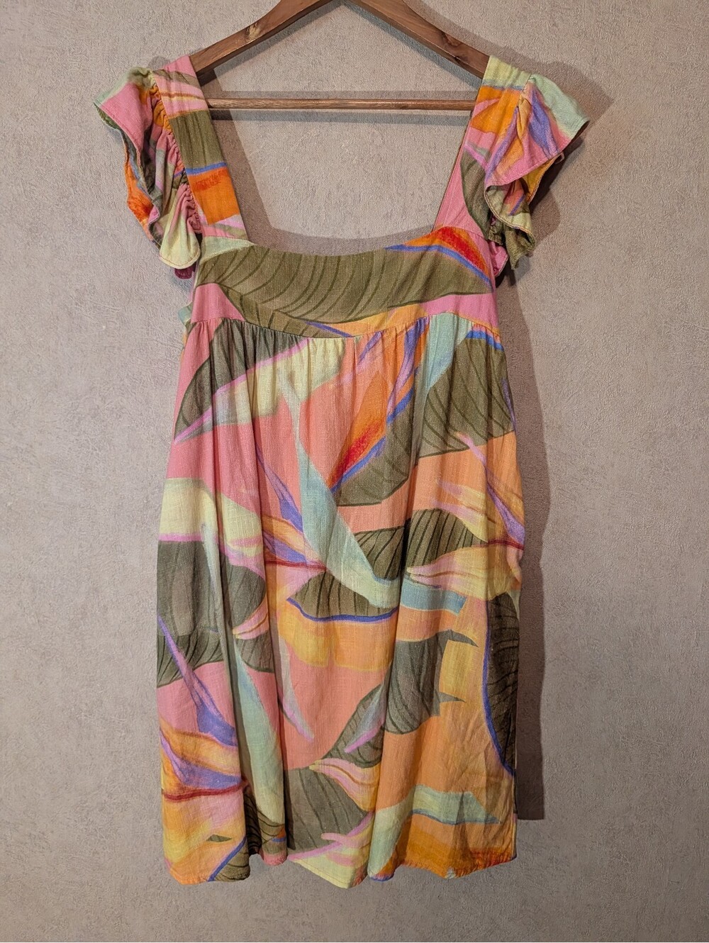 KOURT Anthropologie pink green multicolor mini dress sz M